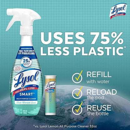 Lysol Smart Multi-Purpose Cleaner Kit, Clear, 5 Piece Set, Fresh Waterfall, 1 Count