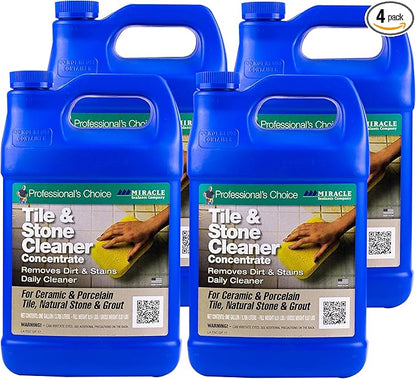 Miracle Sealants Tile & Stone Cleaner Concentrate for Natural Stone, Tile & Grout, Gallon, 4 Pack