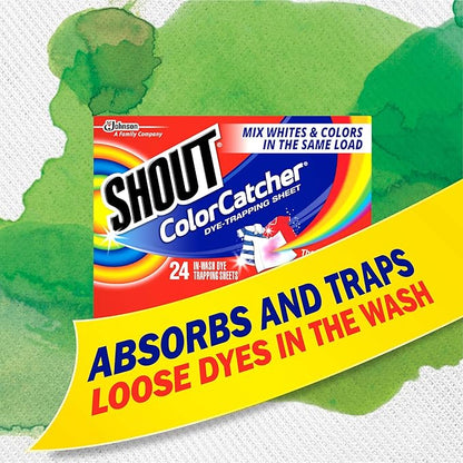 Shout Color Catcher Sheets for Laundry, Allow Mixed Washes, Prevent Color Runs and Maintain Original Clothing, 24 Count (Pack of 2)