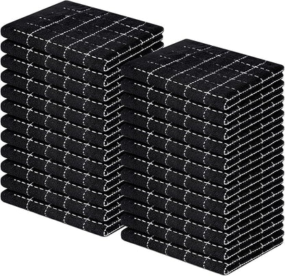 Homaxy 100% Cotton Terry Kitchen Dish Cloths, Ultra Soft and Absorbent Dish Towels for Kitchen, Suitable for Drying and Washing Dishes, 24 Pack, 12 x 12 Inches, Black