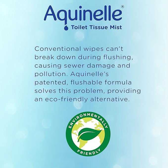Aquinelle Toilet Tissue Mist, Eco-Friendly & Non-Clogging Alternative to Flushable Wipes Simply Spray On Any Folded Toilet Paper 2PK OCEAN BREEZE 8.25OZ