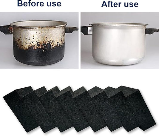 Krisler 8pc Black Carborundum Sponge Nano Emery Sponges Caspian Stone Pot Clean Brush Rust Eraser Grit Scouring Pads Pot Cleaning Pads with Carborundum Washing Kitchen Cleaner Tool(thickness-1inch)