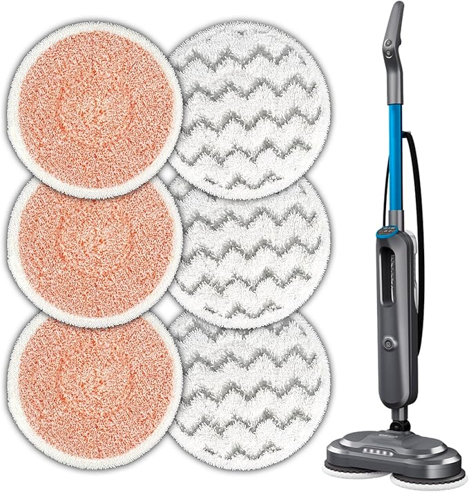 (6 Pack) 3897A Replacement Mop Pads for Bissell SpinWave SmartSteam Scrubbing Steam Mop 3897A 3712C 3712W, Spinning Scrubbing Mop Pads, Heavy Duty Scrubby Mop Pad 6 Pieces