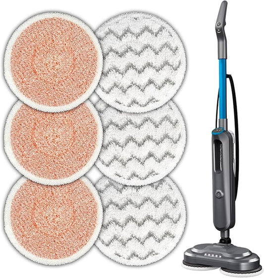 (6 Pack) 3897A Replacement Mop Pads for Bissell SpinWave SmartSteam Scrubbing Steam Mop 3897A 3712C 3712W, Spinning Scrubbing Mop Pads, Heavy Duty Scrubby Mop Pad 6 Pieces