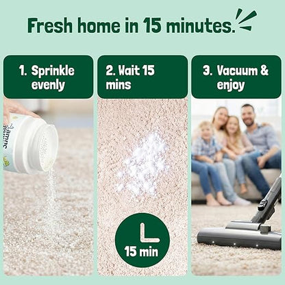 Sunny & Honey Carpet Deodorizer Powder - Pet Safe Freshener for Carpets, Pet Beds and Car Seats - Lemon Odor Eliminator for Cat Urine and Wet Dog Smells (20 oz)