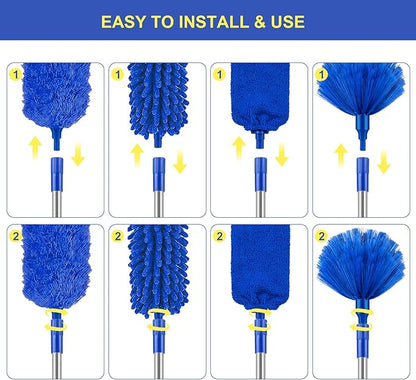 Dusters for Cleaning, Newliton Duster with Extension Pole Microfiber Ceiling Fan Cobweb Duster, Long Duster for High Ceilings Wall Refrigerator Appliance Baseboard Home Furniture Blinds