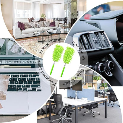 2 Pack Extendable Microfiber Feather Duster for Cleaning, Washable Dusters, Up To 30 Inch Reachable, Wet and Dry Use Cleaning Tools for Car, Ceiling Fan, Window, Furniture, Office