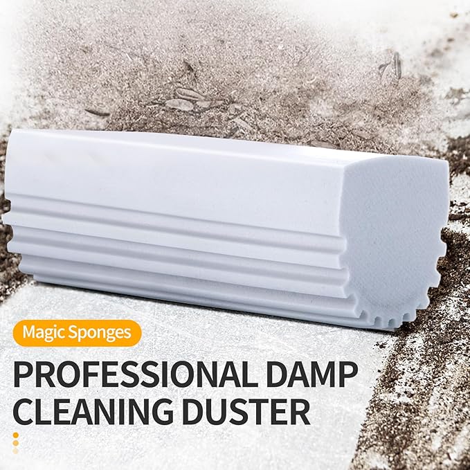 COBETE Damp Clean Duster Sponge,4pack Magic Sponge Eraser,Reusable Damp Dusting Sponge Household Cleaning for Blinds, Glass, Baseboards,Radiators,Window Track Grooves(Multi Color)