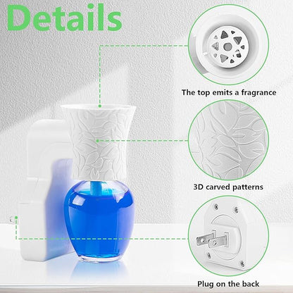 moonoom 4 Pack WallFlower Fragrance Oil Plug in Diffuser- Wall Fragrance Diffuser Plug- Rotary Plug Design Wallflowers Diffuser with 4 Empty Bottles for Home Office Spreading Scent