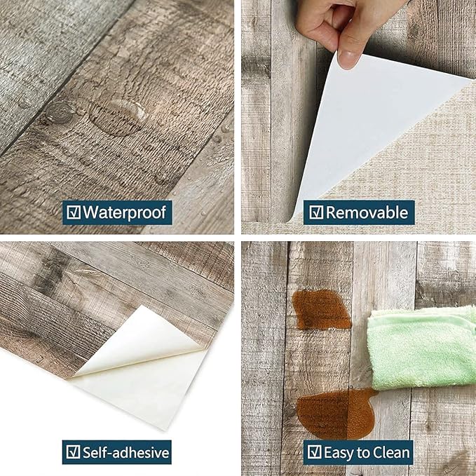 Livebor Light Gray Wood Contact Paper Peel and Stick Wallpaper 17.7”x 236.2” Wood Wallpaper Peel and Stick Shiplap Contact Paper Wood Plank Self Adhesive Wallpaper Distressed Wood Wall Paper