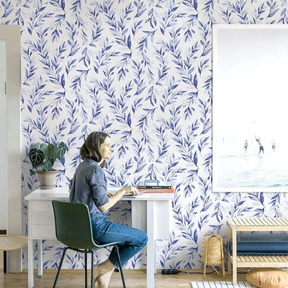 Livebor Leaf Peel and Stick Wallpaper Olive Leaf Contact Paper 17.7inch x 393.7inch Floral Leaves Wallpaper Peel and Stick Modern Farmhouse Wall Paper for Bedroom Neutral Self Adhesive Decorative