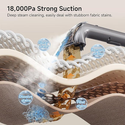 Uwant Portable Carpet Cleaner with Steam& Hot Water 18Kpa Upholstery Cleaner Machine for Pets with Cleaning Tools& Solution Carpet Steam Cleaner for Cars,Couch,Furniture