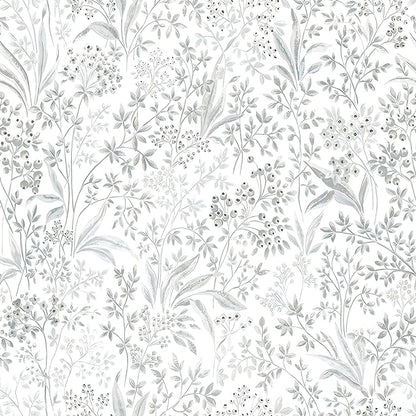 Heroad Grey Peel and Stick Wallpaper Boho Floral Contact Paper Leaf Wall Paper Removable Self Adhesive Wallpaper Stick on Walls for Cabinet Drawer Liner Waterproof Vinyl Roll 15.5''x236''