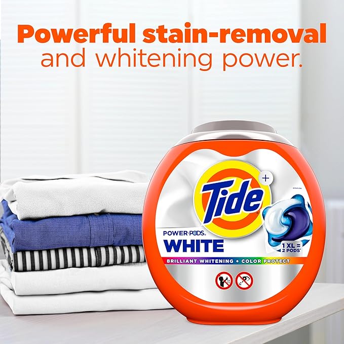 Tide Power PODS White Laundry Detergent Pacs, 18 Count, Brilliant Whitening + Color Protect