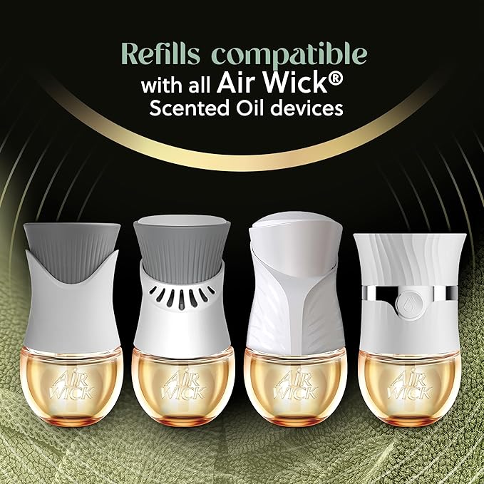 Air Wick Vibrant Plug In Scented Oil Warmer + Refills, Infused with Essential Oils, Plug In Air Fresheners for Home, Mixed Pack, Gadget + 3 ct