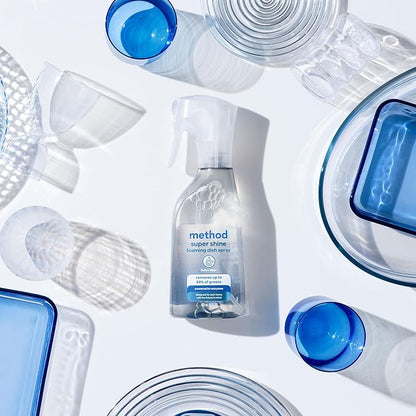 Method Super Shine Foaming Dish Spray Refill, Reuse With Trigger, Powered by Enzymes, Free + Clear, Unscented, 16 fl oz