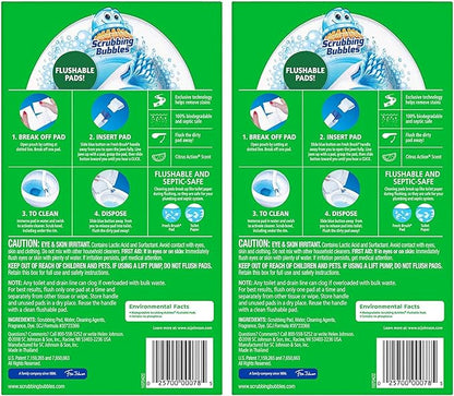 Scrubbing Bubbles Flushable Toilet Bowl Wand Cleaner Refills, Fresh Brush Cleaner Toilet Refill Pads, Removes Limescale & Odors, Citrus Scent,20 Count (Pack of 4)