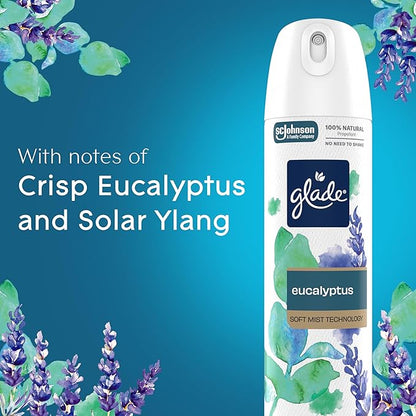 Glade Air Freshener Room Spray, Eucalyptus Mist Scent, Odor Fighting to Deliver Long Lasting Freshness, 7.3 Oz, 6 Count