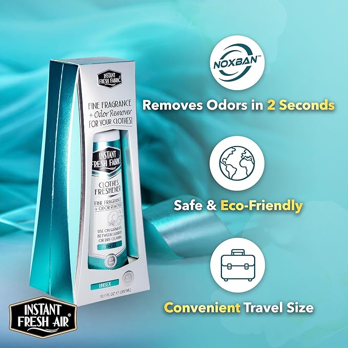 Fabric Freshener Spray & Deodorizer Odor Eliminator - Works Instantly with Noxban™ - Eco-Friendly Fabric Refresher & Odor Neutralizer - Safe for Garments, Linens, Bedding - Unisex