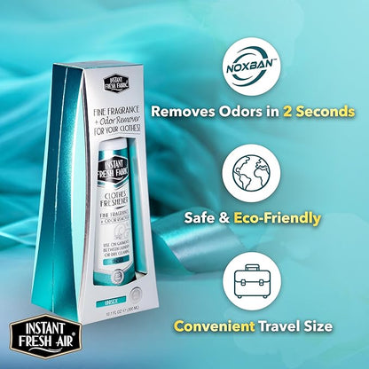 Fabric Freshener Spray & Deodorizer Odor Eliminator - Works Instantly with Noxban™ - Eco-Friendly Fabric Refresher & Odor Neutralizer - Safe for Garments, Linens, Bedding - Unisex