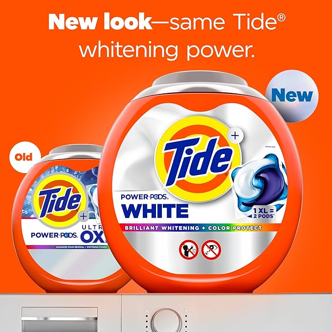 Tide Power PODS White Laundry Detergent Pacs, 18 Count, Brilliant Whitening + Color Protect