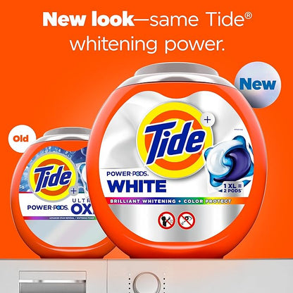 Tide Power PODS White Laundry Detergent Pacs, 18 Count, Brilliant Whitening + Color Protect