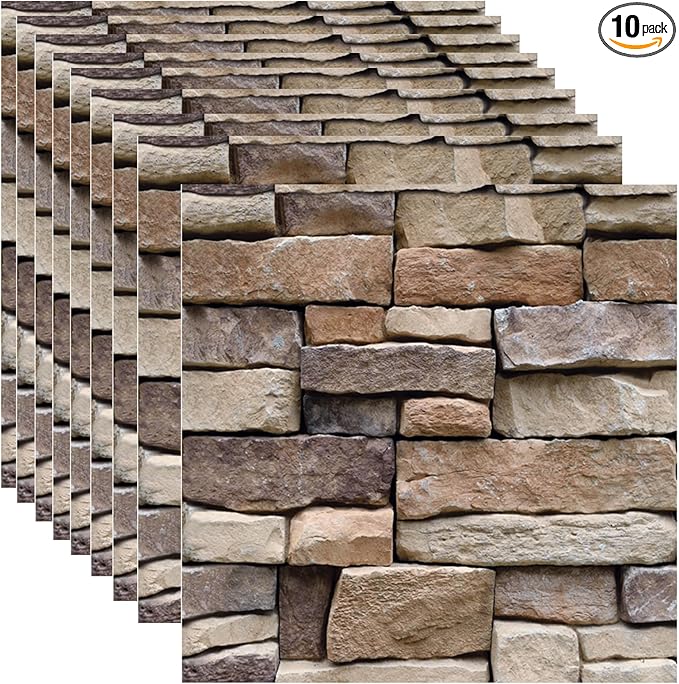 10PCS 3D Wall Panels Peel and Stick, 3D Brick Wallpaper Peel and Stick PVC Stone Wall Panels Self-Adhesive Waterproof Wallpaper for Living Room,Interior Lobby Bedroom Hotel Office Decor