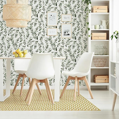 Livebor Green Leaf Wallpaper Peel and Stick Olive Leaf Contact Paper 17.7inch x 590.5inch Green Peel and Stick Wallpaper Modern Farmhouse Wall Paper for Bathroom Neutral Sage Decorative Vinyl