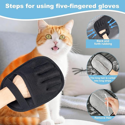 Pet Hair Removal Tool for Cats & Dogs, 2025 New Upgraded Electrostatic Gloves for Pet Hair, Reusable Pet Hair Remover Tool for Couch, Furniture, Carpet, Curtain & Car Seat (Black)