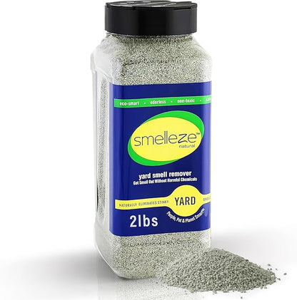 SMELLEZE Outdoor Yard Odor Eliminator for Dogs 2 lb Granular Pet Urine & Poop Deodorizer for Artificial Turf, Grass, Gravel, Patios & Kennels | Safe for Pets & Kids | Long-Lasting