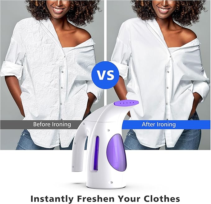 HiLIFE Steamer for Clothes, Portable Handheld Design, 240ml Big Capacity, 700W, Strong Penetrating Steam, Removes Wrinkle, for Home, Office(ONLY FOR 120V) (Purple)