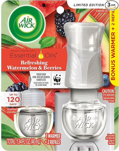 Air Wick Plug in Scented Oil Starter Kit (Gadget + 2 Refills), White Sage & Mahogany, Air Freshener, Essential Oils