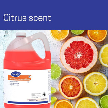 Diversey 903904 Stride Citrus Neutral Cleaner, Commercial Floor Cleaner, Citrus Scent, Concentrate, 1-Gallon (Pack of 4)