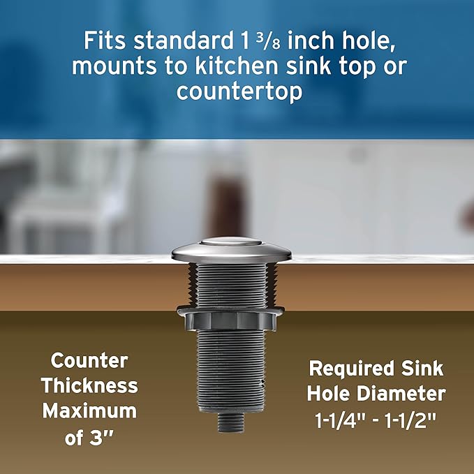 INSINKERATOR Garbage Disposal Air Switch Kit, Dual Outlet Sink Top Switch Button for All INSINKERATOR Food Waste Disposer Models, Chrome/White STS-OO