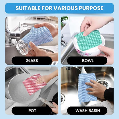 50 Count Disposable Cleaning Cloths, Blue - 13.8"x15.8" Ultra Absorbent Towels for Kitchen, Stove & Bathroom - Multi-Purpose Soft Dish Cloths