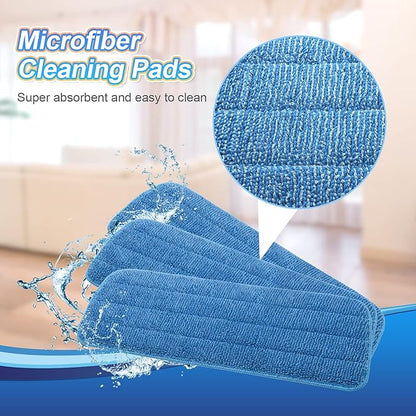 3 Pack Microfiber Mop Pads Replacement for Wet/Dry Mop Floor Cleaning Reusable Mop Pads Refills for Spray Floor Mops Compatible with Bona Floor Care System and Any Microfiber Flat Spray Mop