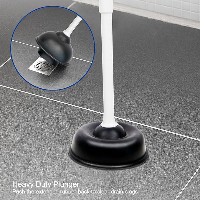 CELOX Toilet Brush and Plunger Set, Toilet Bowl Brush and Holder, Toilet Brush and Holder Set, Bright-White
