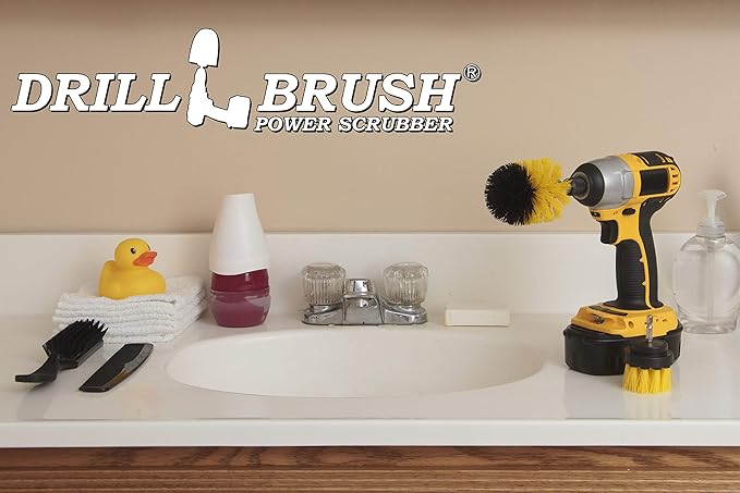 Bathroom Accessories Essentials - Cleaning Supplies - Scrub Brush - Shower Cleaner Brush - Shower Door Scrubber - Bathtub Cleaning Kit - Bath Mat Brush - Bathroom Tile Brush - Grout Cleaning Scrubber