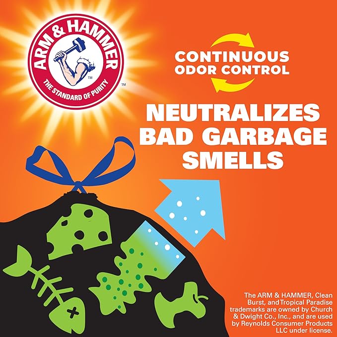 Hefty Ultra Strong Trash Bags, Black Tall Kitchen Trash Bags 13 Gallon Size, Break Resistant Drawstring Enclosure, Continuous Odor Control, Blackout, Clean Burst Scent, 80 Bags