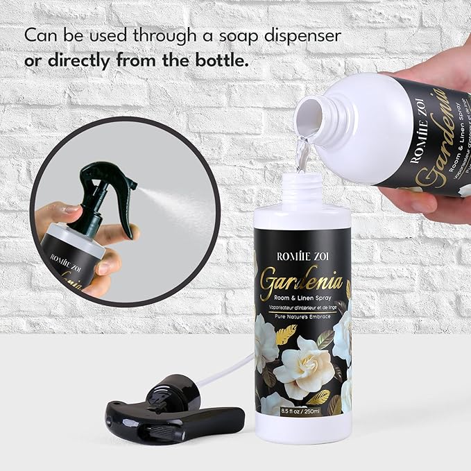 ROMIIE ZOI Gardenia Room Spray Refill - 500ml / 16.8 Fl Oz - Creamy Floral Fragrance for an Elegant, Luxurious Ambiance - Concentrated Air Freshener
