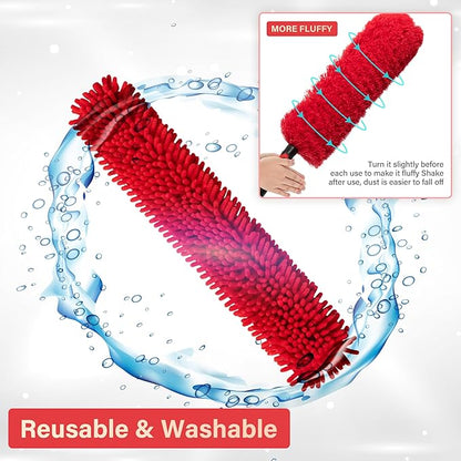 7-24 FT Extension Pole with 2 Outdoor Cobweb Brushes, 30 FT High Reach Ceiling Fan Cleaner Duster for Home, 24 FT Extendable Pole with 4 Pcs Dusting Tools, Cubweb Dusters, Feather Dusters, Fan Duster