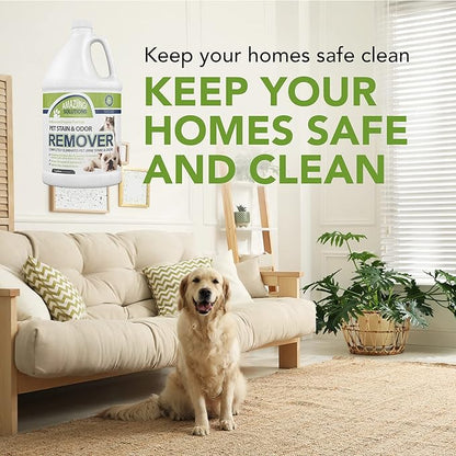 Pet Stain and Odor Remover - Enzyme Cleaner, Pet Urine Odor Eliminator Refill - Floor & Carpet Cleaner, Pet Deodorizers For Home, Fabric Freshener W/Fresh, Clean Scent, 1 Gallon