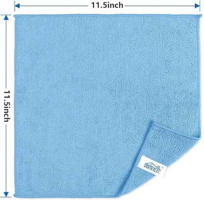 HOMEXCEL Blue Cleaning Rags 5 Pack, Highly Absorbent Microfiber Cleaning Cloth for Kitchen, Lint Free, Scratch-Free, Reusable Microfiber Towels for House, Window and Glass, Cars, 11.5 X11.5 inch