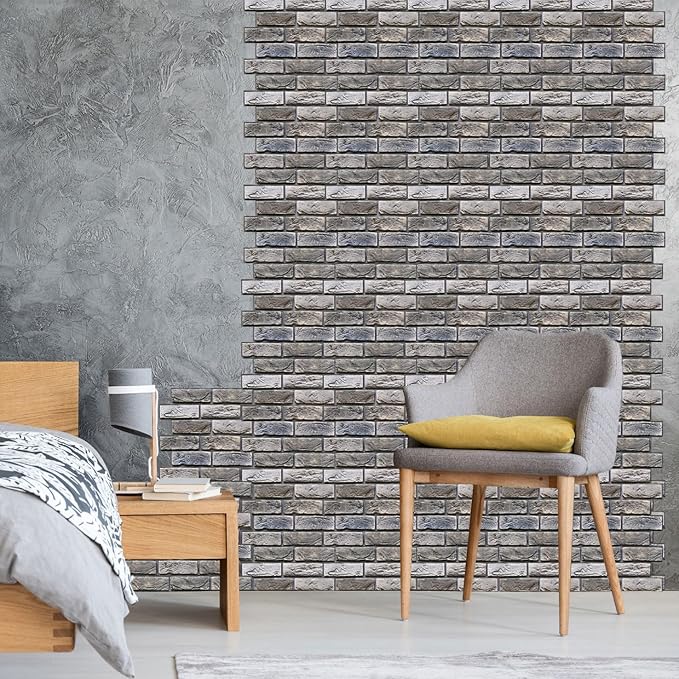 10 Pcs 3D Wall Panels Peel and Stick,Faux Brick,Waterproof Self Adhesive Decorative Wall Panelsfor Interior Wall Decor,Living Room,TV Background,Study Room.