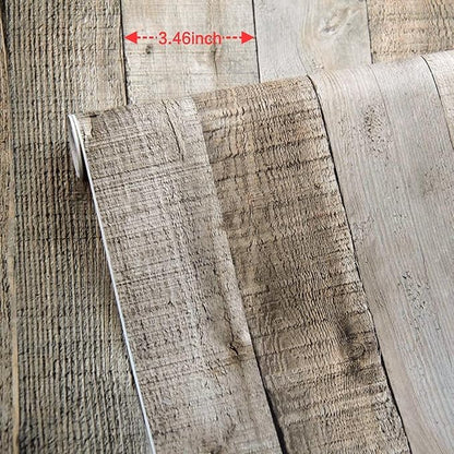 Livebor Light Gray Wood Contact Paper Peel and Stick Wallpaper 17.7”x 393.7” Wood Wallpaper Peel and Stick Shiplap Contact Paper Wood Plank Self Adhesive Wallpaper Distressed Wood Wall Paper