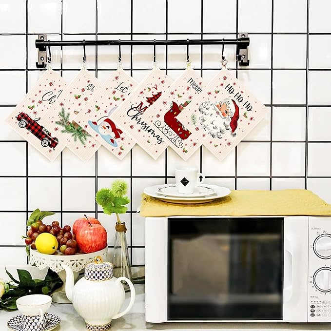 Morigins Eastre Swedish Kitchen Dishcloths Reusable Dish Towels Absorbent and Fast Dry Cleaning Cloths for Kitchen Cleaning Wipes 6 Pieces