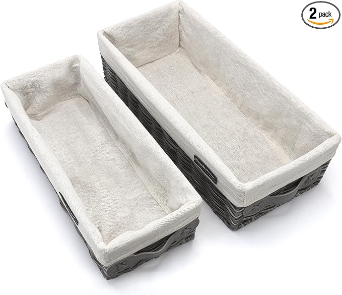 Brookstone Wicker Shelf Storage Basket Decorative Shelf Bin, bathroom organizers and storage, Boho Living Room Decor, Spring Storage 2026-2 Piece Set