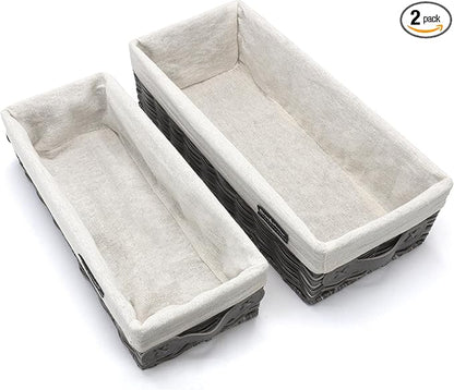 Brookstone Wicker Shelf Storage Basket Decorative Shelf Bin, bathroom organizers and storage, Boho Living Room Decor, Spring Storage 2026-2 Piece Set