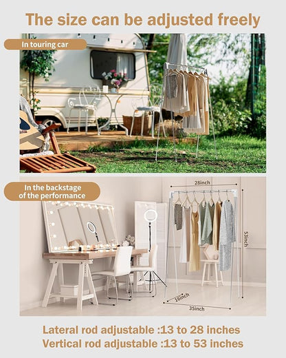 Travel Garment Rack ,Portable and Foldable，Folding Clothes Rack for Dance,Travel,Camping, Drying,RV, Indoor,Outdoor. A Collapsible Mini Clothing Rack.