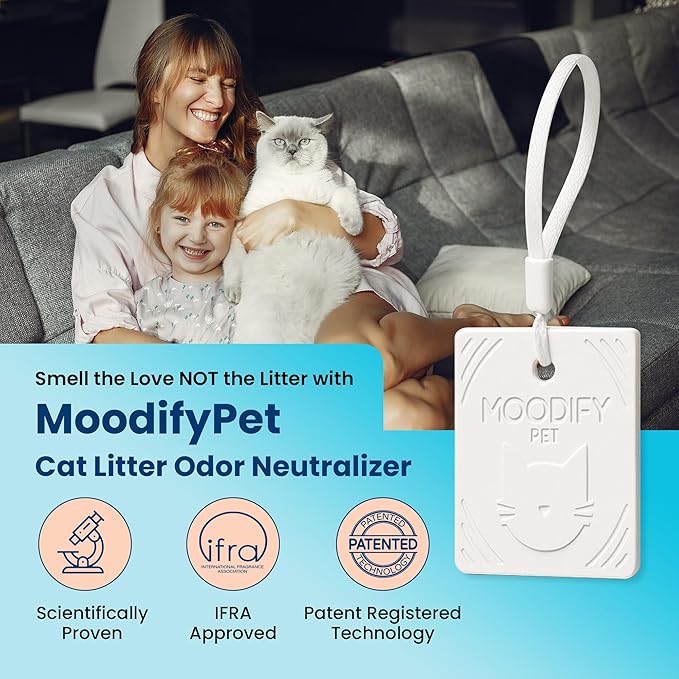 MoodifyPet Cat Litter Odor Pet Odor Eliminator For Home, 12-Pack – Hangable Odor Absorber with Patented Advanced Neutralisation Tech – Cat Scent Eliminator, Lasts Up To 30 Days, Safe for Pets & Kids